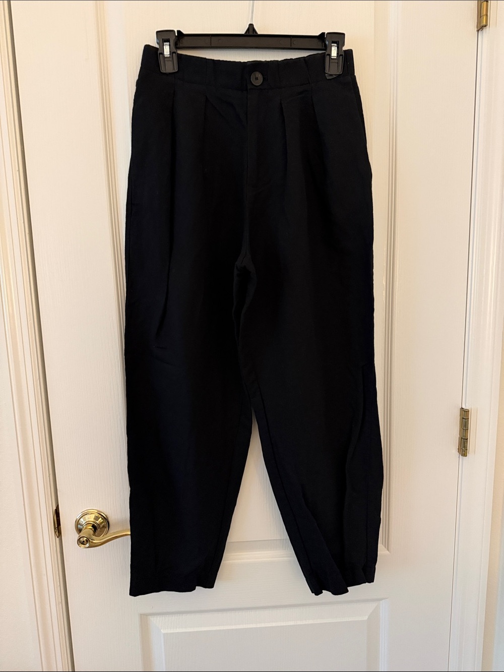 Zara Flowy linen Barrel Pants in Black Size XS
